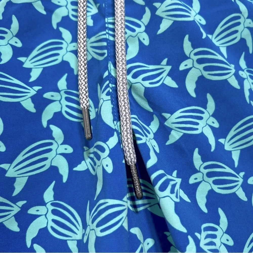 TOM & TEDDY Seahorse Print Swim Trunks Size S in Navy/ Pale Green NWT